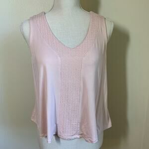 Adrianna Papell Blush V-neck Top with Decorative Stitching Medium